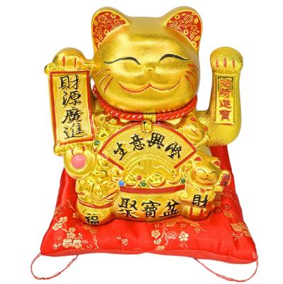 YRO Electric Golden Lucky Cat Hand Moving Cushion Maneki Cat Dry Battery USB Powered Good Luck Prosperity Opening Celebration Gift Good Luck Lucky
