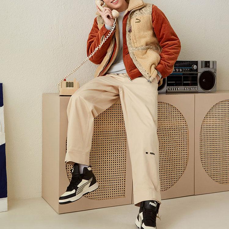 Puma Embroidered Logo Reversible Plush Corduroy Jacket Men Jackets Brown 534751-17