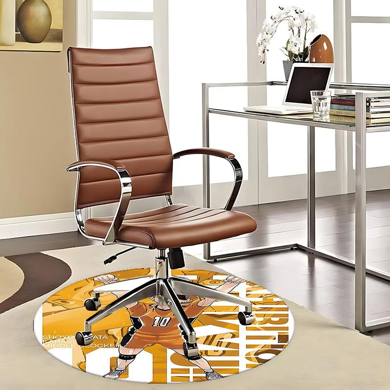 

1pc Haikyuu!! Shoyo Hinata Karasuno Middle Blocker Anime Cartoon Design Round Carpet for Office Chair Mat, Non-Slip Rug, Living Room, Bedroom, Game Ro 80cm by 80cm