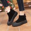 Ladies Shoes New Slip On Women's Flats Winter Round Toe Plush Fleece for Warmth Solid Short Barrel Platform Boots Botas De Mujer