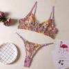 Dessous-Set für Damen, sexy, florales, einlagiges Bügel-BH-Tanga, sexy Dessous-Set, 2-teiliges Unterwäsche-Set für Damen