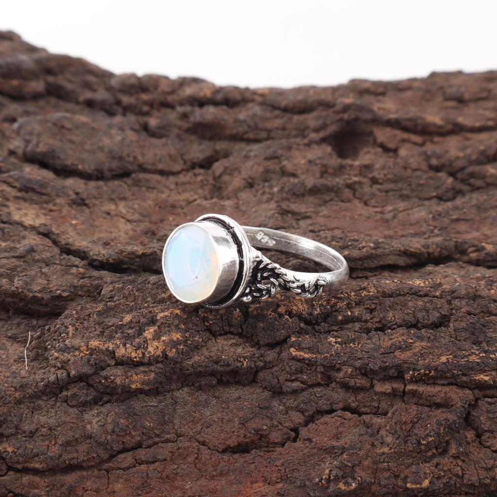 Attractive Milky Opal Handmade Jewelry Ring, 925 Sterling Silver Gemstone Dainty Ring, Gift For Mother