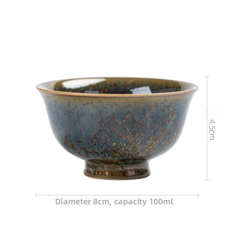 Crystal Glazed Pressed Hand Cup Ceramic Host Single Cup Kung Fu Tea Cup High-end Tea Cup Drinking Tea Household Tea Set