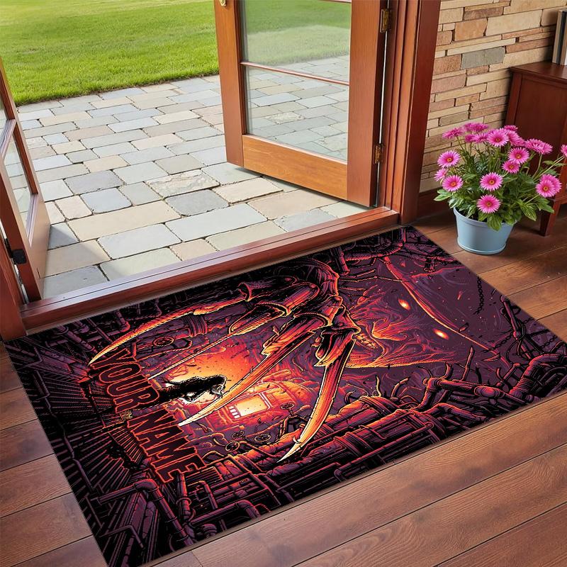 Crystal Velvet Rug Custom Name Text, Soft Non Slip Floor Mat Home DecorA Nightmare On Elm Street Freddy Krueger