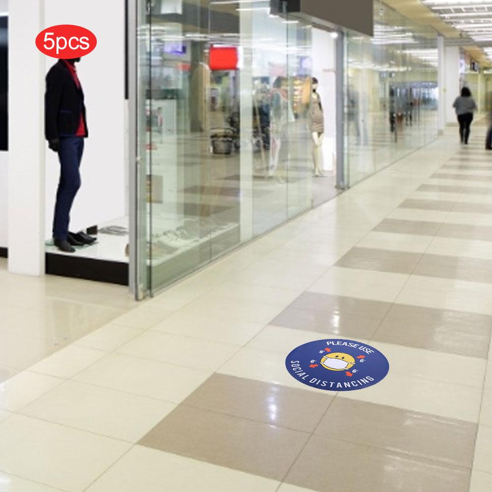 5pcs   Bag Safety Distance Sign Decal Distance Warning Floor Sticker for Store HospitalXG021