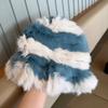Autumn Winter Color Velvet Fisherman Hat Striped Cloud Hat for Women Warm Knitted Basin Hats Trendy