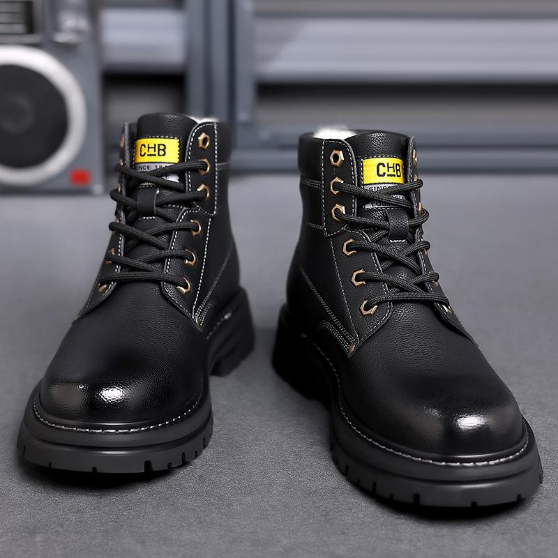 Fashion New Winter Boots Plus Velvet High Quality Men Boots Genuine Leather Snow Boots Fashion Design Luxury Motorcycle Boots Army Shoes