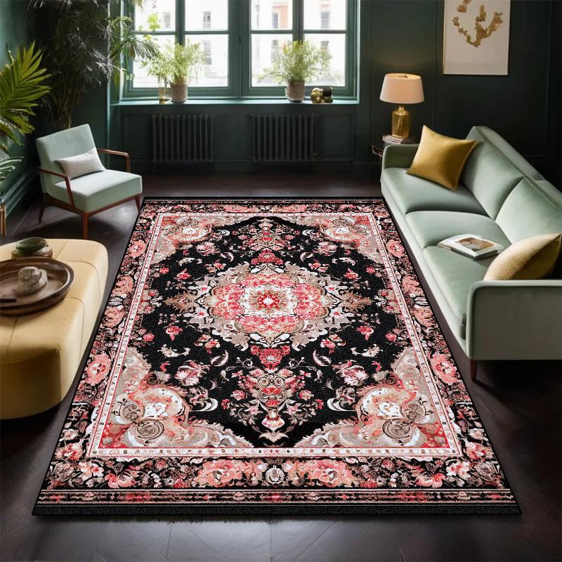 

Винтажный персидский ковер большого размера, украшение для гостиной, домашний ковер, пушистый мягкий ковер для спальни, коврики для лаунжа, нескользящий, моющийся, кухонный коврик 1.9x2.9ft(60x90cm)