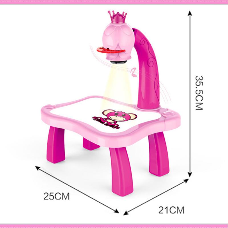 Kids Early Education Led Projector Drawing Table Toys Children Arts Painting Board Desk Mini Doodle Whiteboard Girl Gifts