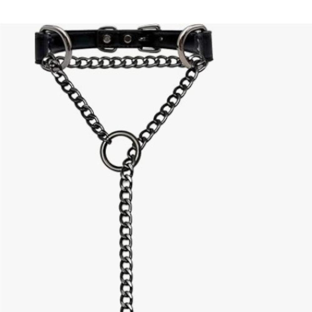 Heart Slip Chain Necklace Black Leather Choker Collar For Women Goth Accessories Punk Gothic Jewelry