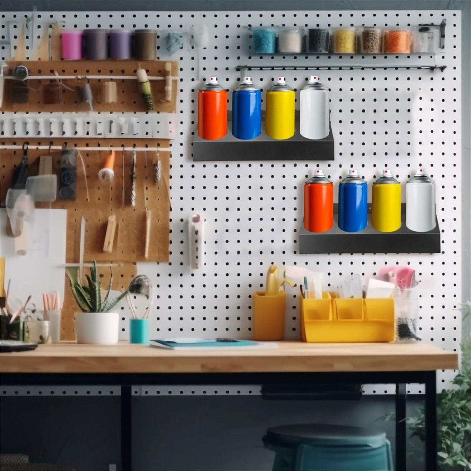 Space Saving Sprays Can Rack for Garage Organization Wall Mounted 4 Holes Aerosol Storage Shelf Sprays Bottle Holder