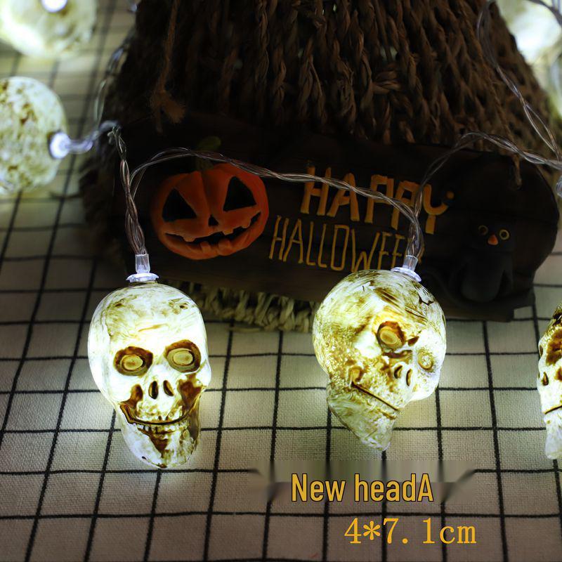 LED Halloween String Lights - Pumpkin, Ghost, and Skull Shaped Decorative Lights for Festive Party Atmosphere