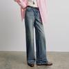 ChuYu Women's Light Blue Faded Wide-Leg Jeans