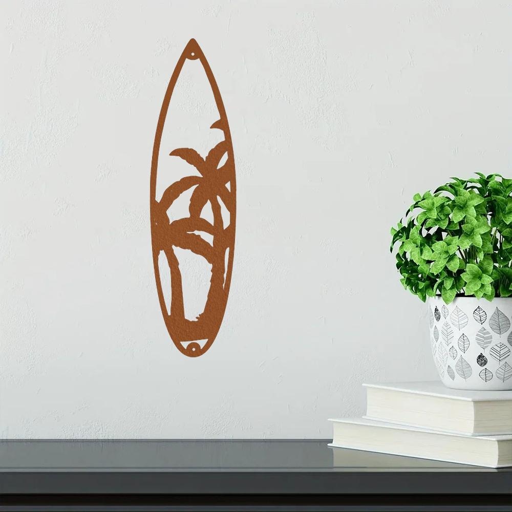 Metall Surfebrett Dekor Tropisk Strand Palmetre Skilt Tropisk Palmetre Metall Surfebrett Veggkunst Dekor Surfebrett Metall Dekor