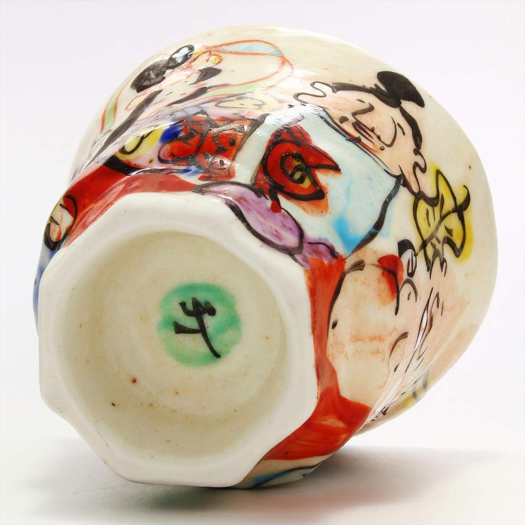 Mino Ware Teacup by Wada Hitori, Overglaze Design with Seven Lucky Gods, Gift Boxed, 105-0032
