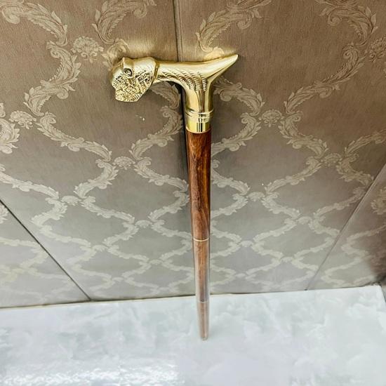 Handmade Wooden Walking Stick With Brass Tiger Head Handle 93.98 Cm Fathers Mothers Grandfather Grandmother Wedding Anniversary Gift