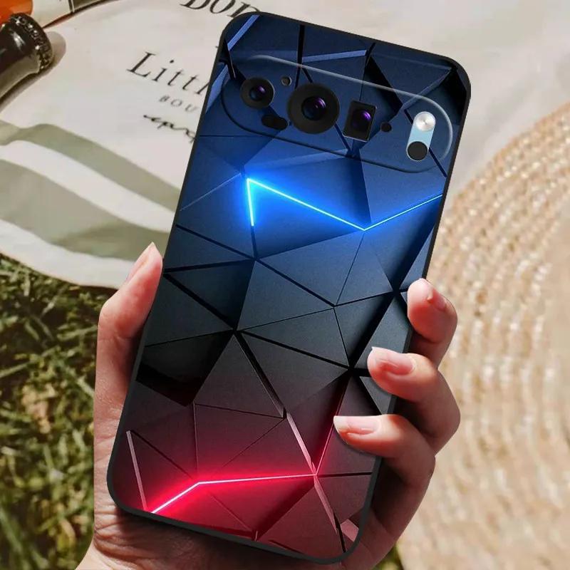 For Google Pixel 9 Pro XL Case Cool Painted Silicone TPU Soft Cover for Googe Pixel 9 9 Pro 8A Cases Black Protective Shells