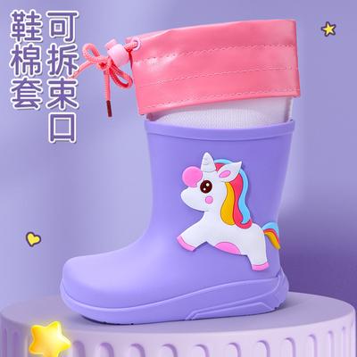 Kinderregenschuhe Jungen und Mädchen Bündel Mund Baumwolle rutschfest Wasserschuhe vier Jahreszeiten niedliche Cartoon-Regenstiefel Kindergummischuhe