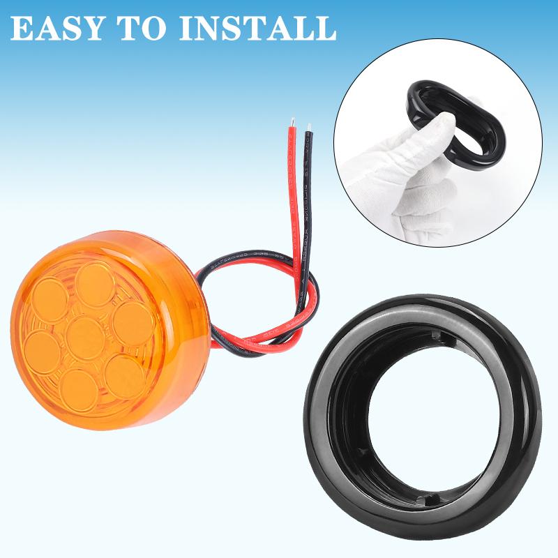 12V 2 inch Round Tail Light 7 LED Side Marker Lights Flush Mount Signal Lamp For Car Truck Trailer Tractor Pickup ATV Bus Lorry