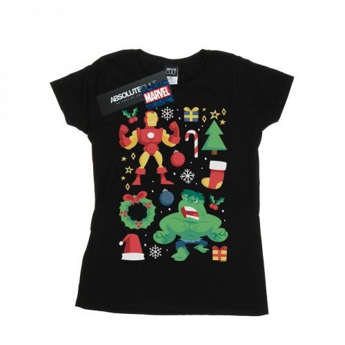 Marvel Womens/Ladies Iron Man And Hulk Christmas Day Cotton T-Shirt