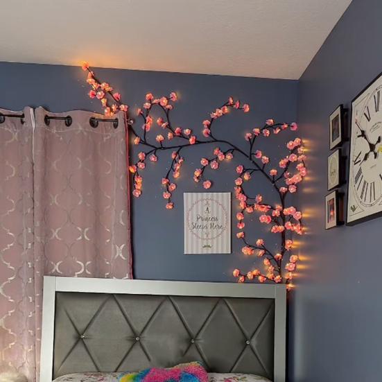LED Cherry Blossom Vine Light Strip with Remote Control Multiple Lighting Modes Cherry