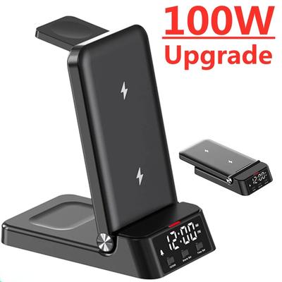 100W 4 In 1 Wireless Charger Stand Foldable For iPhone 14 13 12 11 Samsung Galaxy Apple Watch 7/6  Fast Charging Dock Station