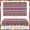 4PCS Mexican Holiday Theme Table Cloth Mexican Fiesta Tablecloths Cinco De Mayo Table Cover Mexico Colorful Striped Paper Flower Table Cloth for