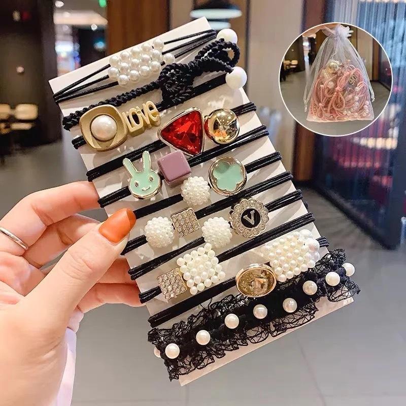 Elastici di Base a Sfera di Perla per Capelli da Ragazza Coniglio Rosa Coda Elastico Scrunchie Anello Elastici 2023 Set Accessori per Capelli