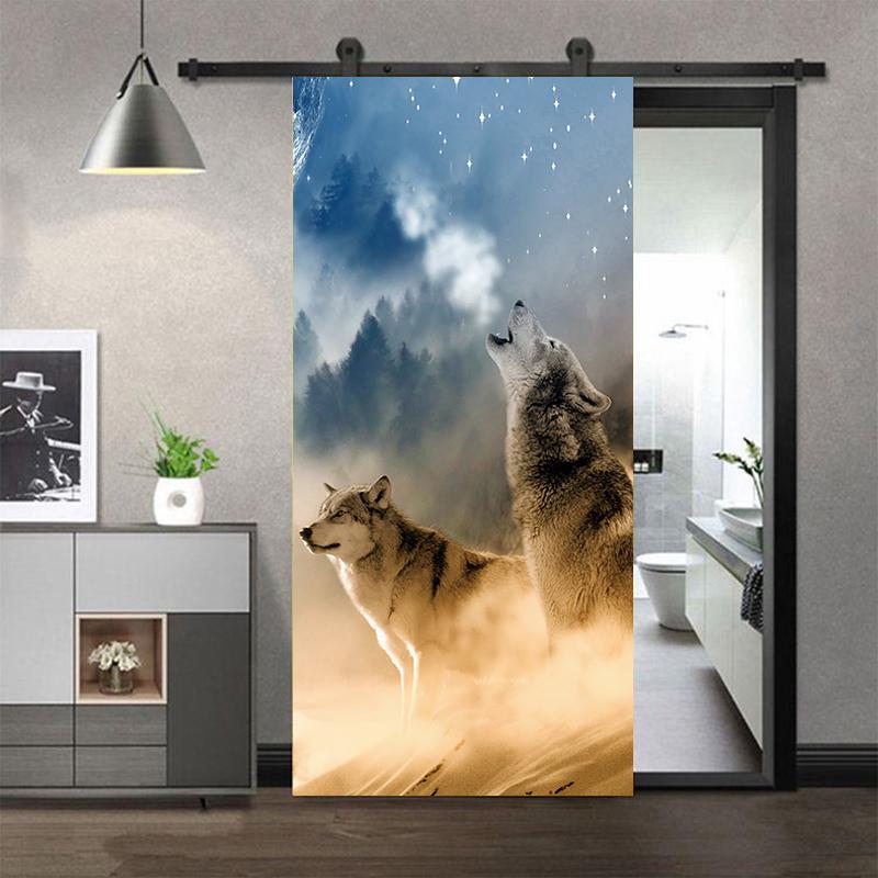 3d Wardrobe Sticker Door Entry Black Labrador Puppy Vinyl Waterproof Selfadhesive Door Mural Decal Home Decor