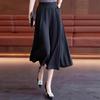 Women's 2026 Summer Ice Silk High Waist Wide-Leg Skirt Pants - Thin, Casual, Seven-Point Style