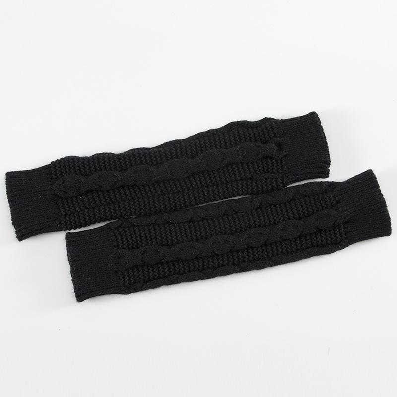 Fashion Autumn Winter Adult Children Bowknot Ball Socks Thick Fried Dough Twists Pattern Open Finger Knitted Wool Warm Arm Cover