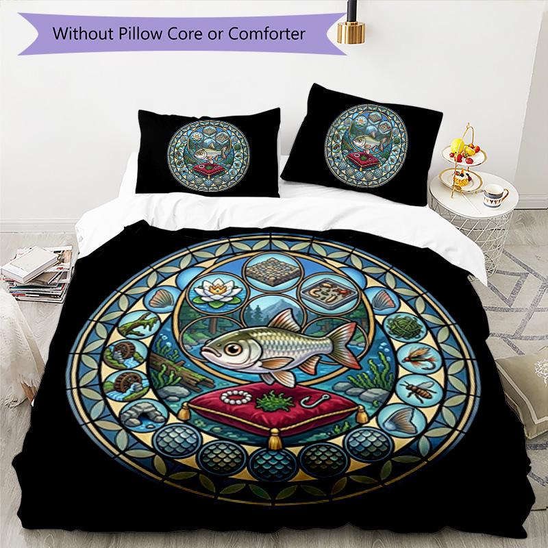 Adventure Mandala Pattern Bedding,Quilt Set Quilt Cover Pillowcase Home Birthday Gift (1*duvet Cover+2*pillowcase,without Core)