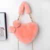 Trendy Ladies Plush Love Heart Shaped  Fashionable Solid Color Soft Comfortable Purses Popular Women Hand Bags