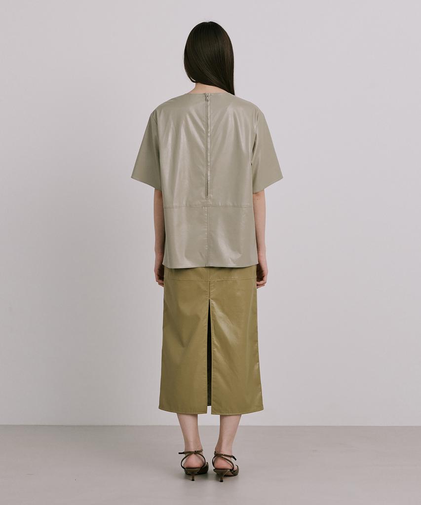 WNDERKAMMER Fake Leather Top_Khaki