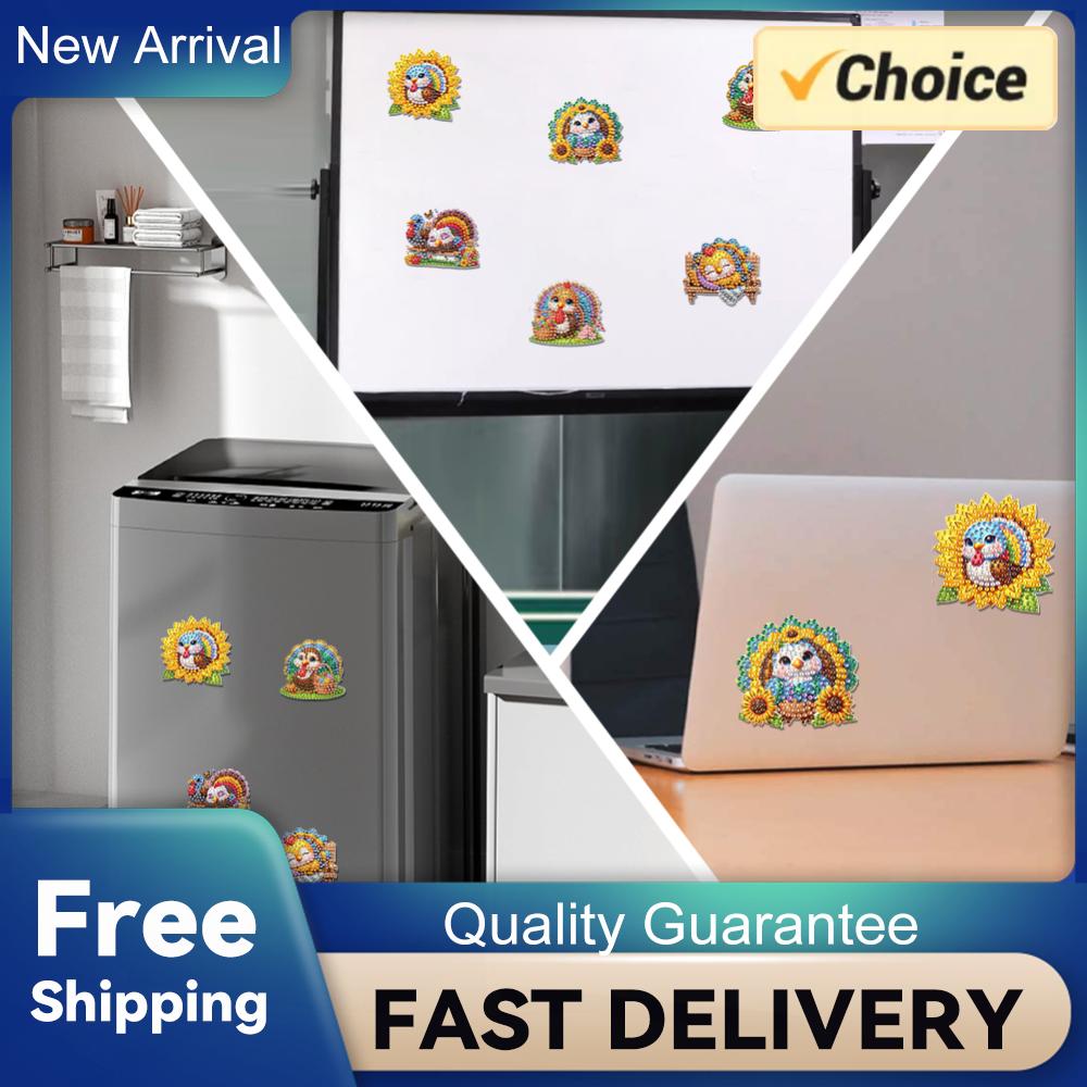 6pcs 2D/flat Soft Magnetic DIY Diamond Art Fridge Magnet Kit Diamond Painting Magnets DIY Art Fridge Magnet Refrigerator Sticker China Mainland