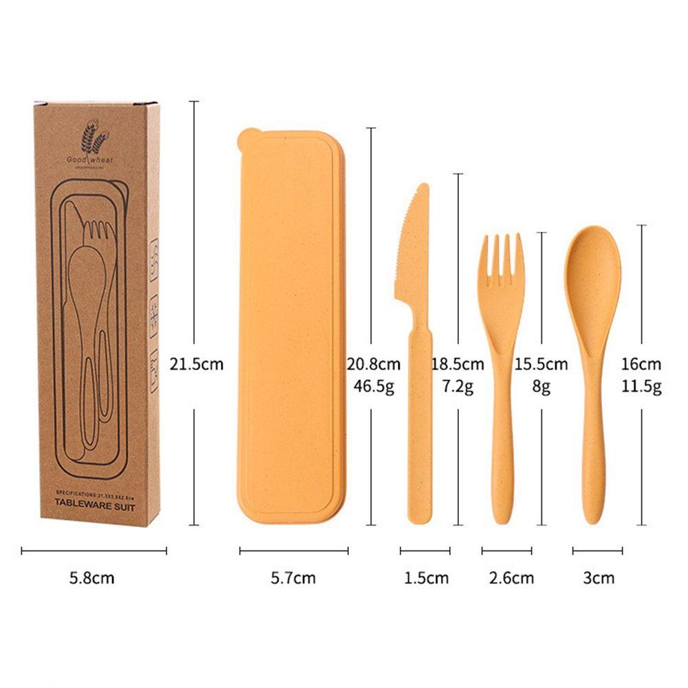 Wheat Straw Travel Utensils With Case Camping Spoon Fork Camping Utensil Set  Picnic Hiking