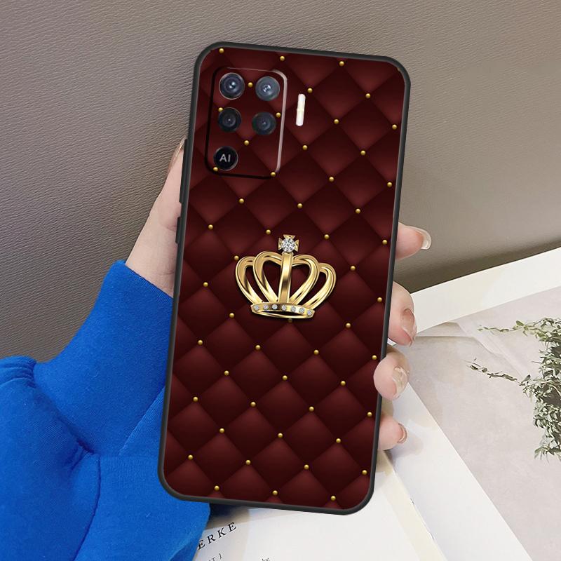 Quilted Texture Sofa Pattern Crown Case For OPPO A5 A9 A31 A53 2020 A53S A1K A15 A16 A52 A72 A92 A83 A91 A54 A74 A94 Coque