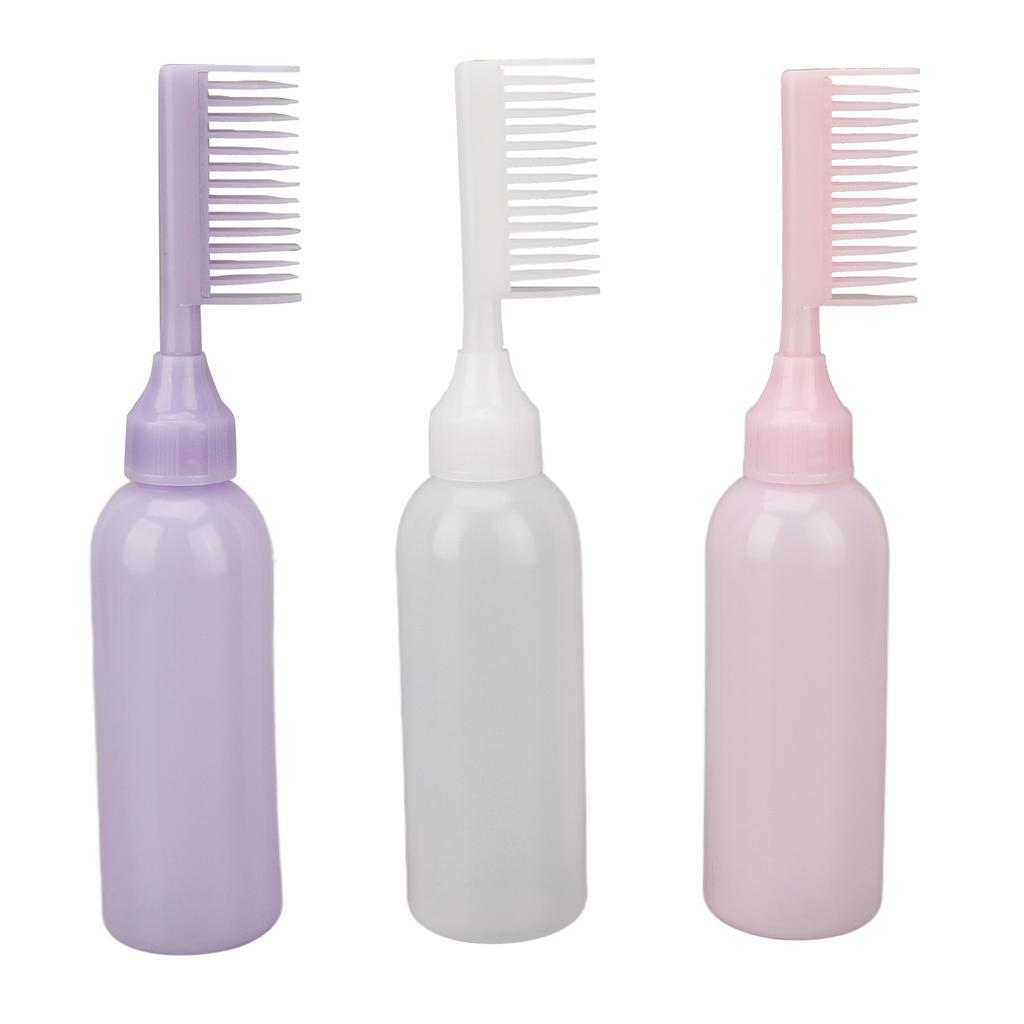 3 Pcs Root Comb Applicator Bottle Simple Operation Scale Design Hair Dye Dispensing Bottle for