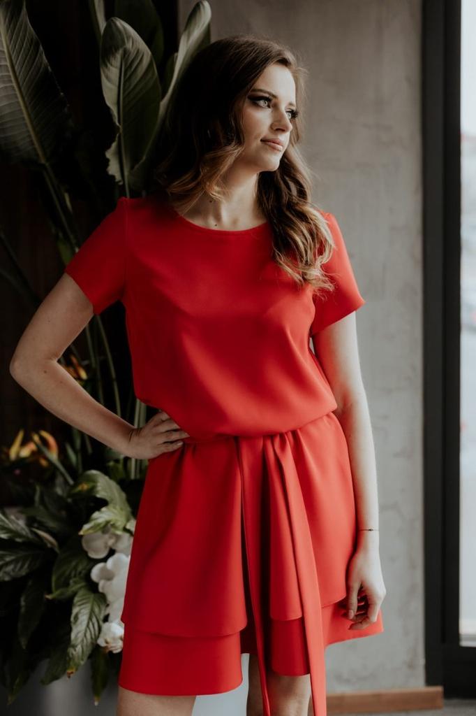 Dress with Double Skirt T374 Raspberry XS