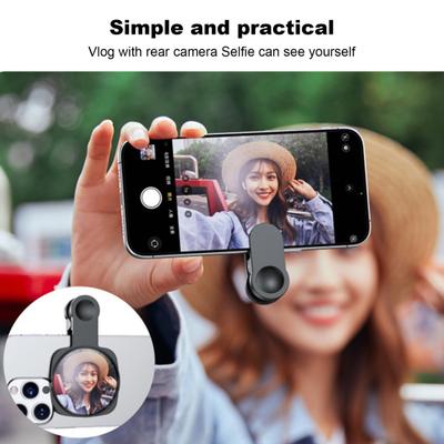 Specchio per selfie per cellulare, trasparente, portatile, antiscivolo, regolabile, leggero, con clip di fissaggio.