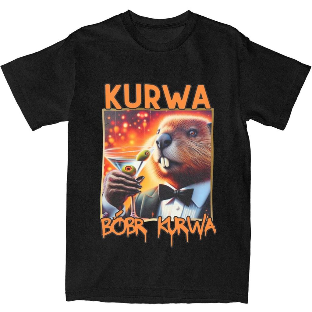 Kurwa Bobr Kurwa Beaver T Shirt Summer Cute Animal Y2K Retro T Shirts Cotton Harajuku Tee Shirt For Men's Short-Sleeved Tops