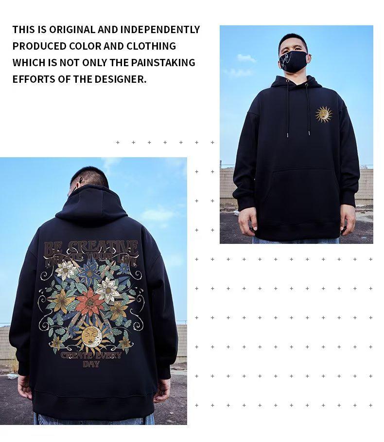 Trendy Fleece-Lined Plus Size Hoodie for Men, Loose Fit, Spring/Autumn Outerwear
