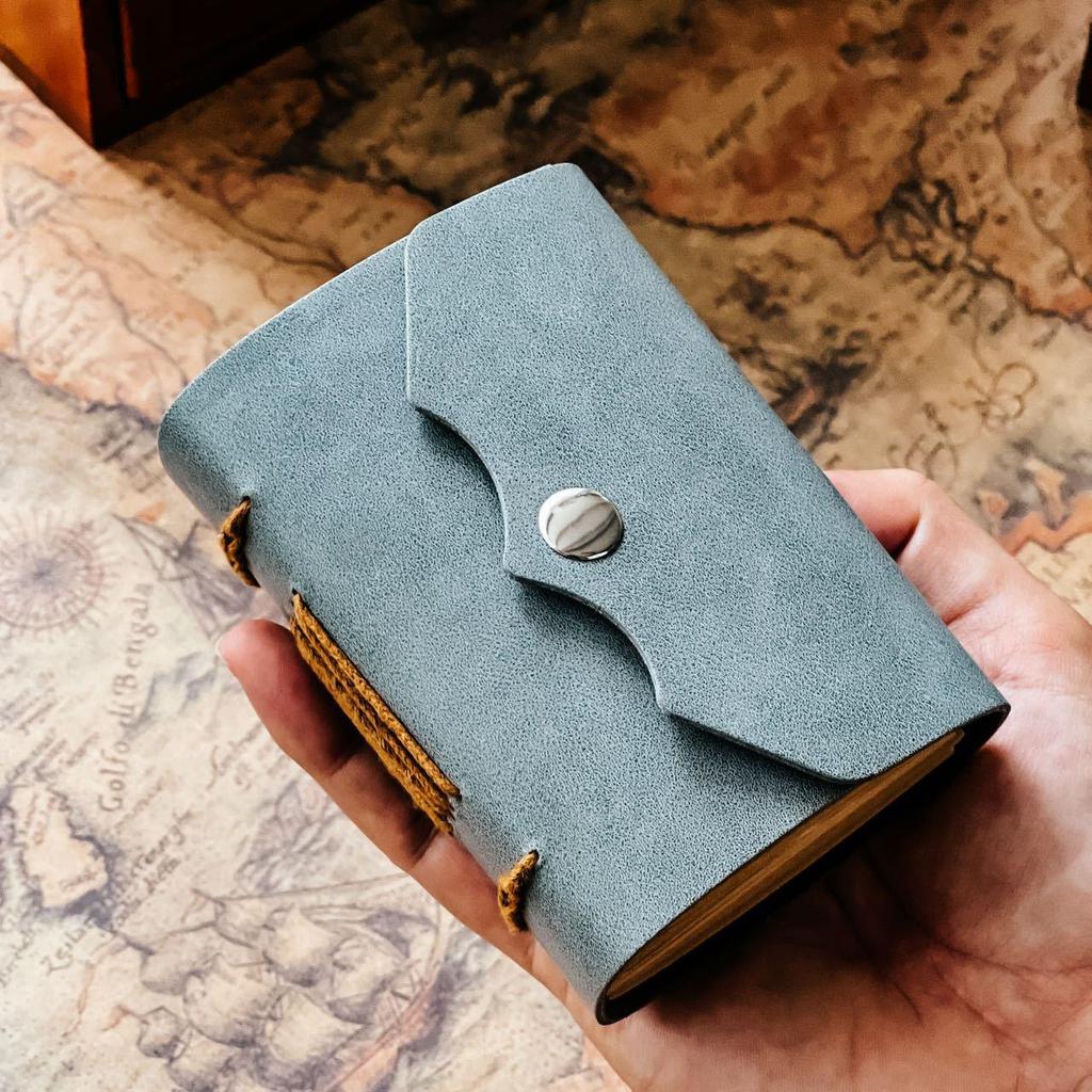 Handmade Leather Travel Journal - Customizable Retro Notebook with Simple Cover