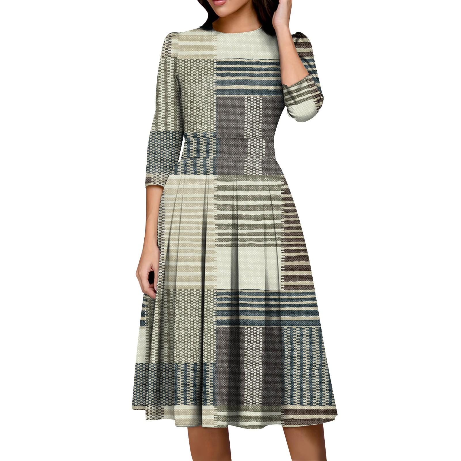 

Женское повседневное и модное платье с карманом на рукаве 3/4 и молнией сзади XXL