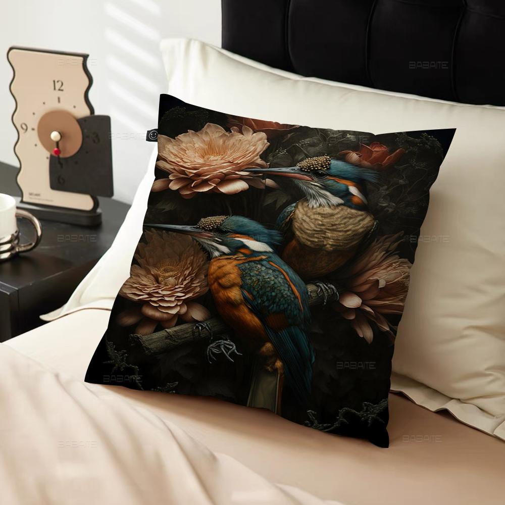 Vintage Vögel im Dschungel Blumen Leinwandmalerei Kissenbezug Kissenbezug Polsterung Sofa Überwurfkissen Heimdekor Kissenbezug