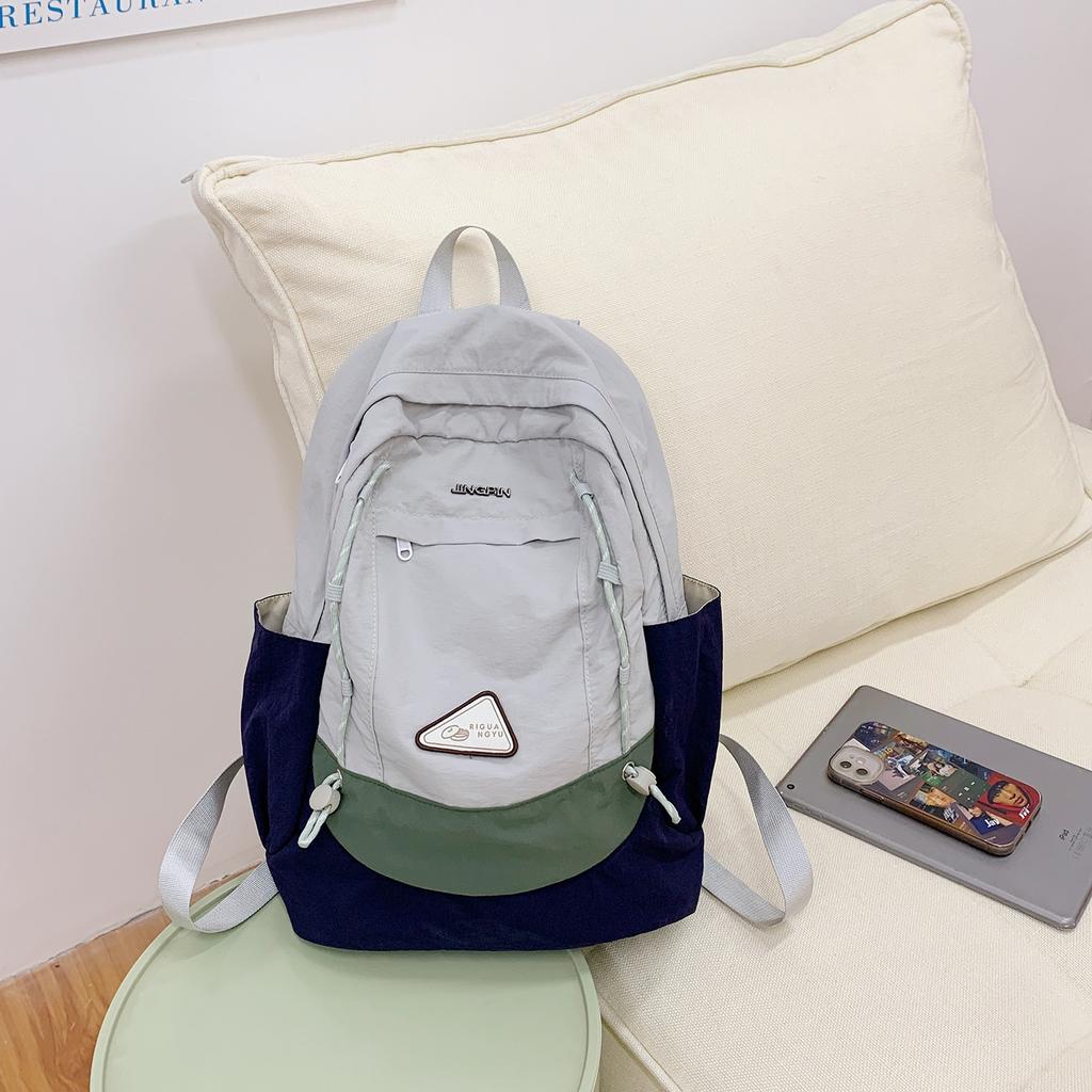 Schoolbag simple Korean contrasting colors new backpack college student trendy cool tooling style computer leisure travel backpack