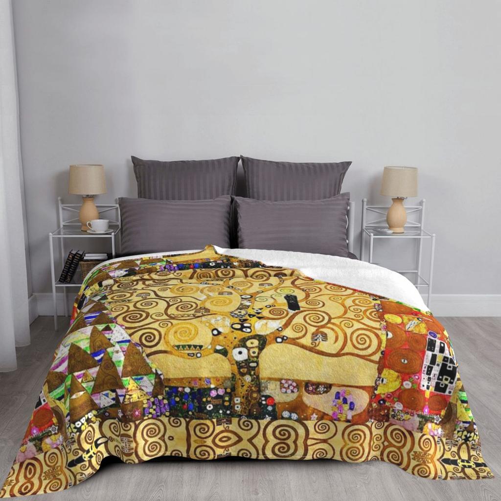 Baum des Lebens Stoclet Frieze Gustav Klimt Decken Fleece Neuheit Warme Überwurfdecke für Tagesdecke Herbst/Winter