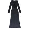 Fashion Sequin Lace-up Hollow Out Sexy Evening Dress Women Long Sleeve Mesh Splicing Party Dresses Women Elegant Slim Casual Black Long Dress 25750