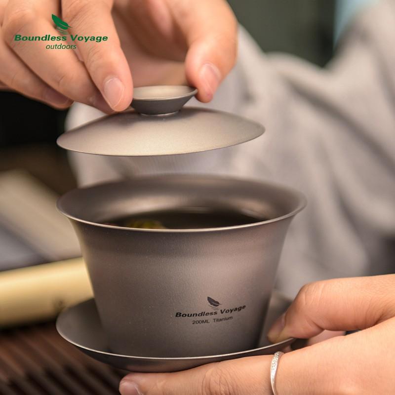 Pure Titanium Gaiwan Teapot With Double-Wall Insulation Heat-Resistant Gongfu Tea Set Modern Minimalist Ceremony
