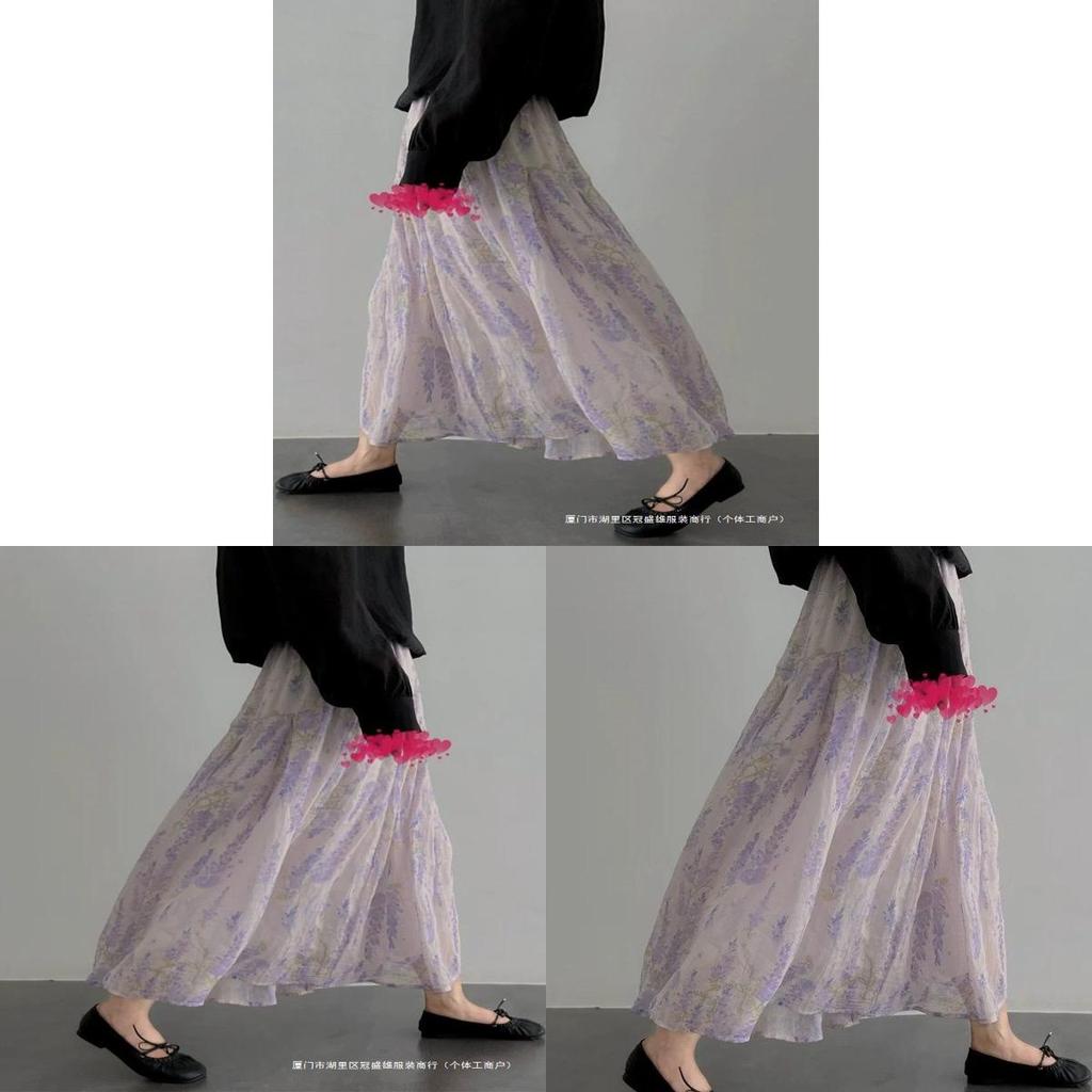 Vintage French Floral Midi Skirt With High Waist For Elegant Summer Wear